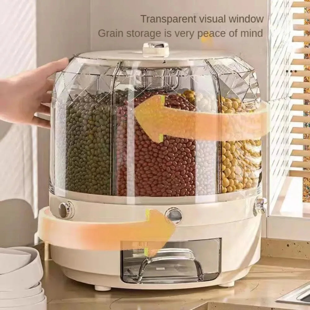 360 Degree Rotating Rice Dispenser Food Container