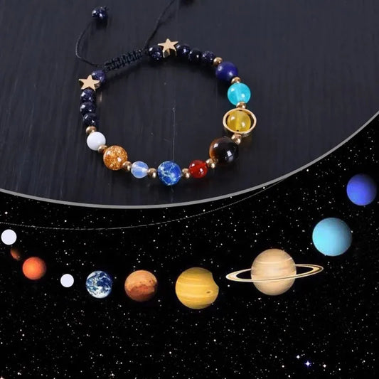 Galaxy Solar System Universe Nine Planets Natural Stone Couple Bracelets