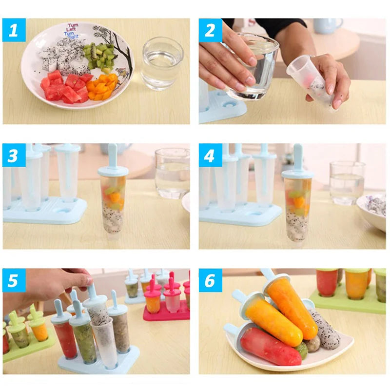 Ice Cream Mold DIY Ice Pop Molds with Stick Reusable Plastic